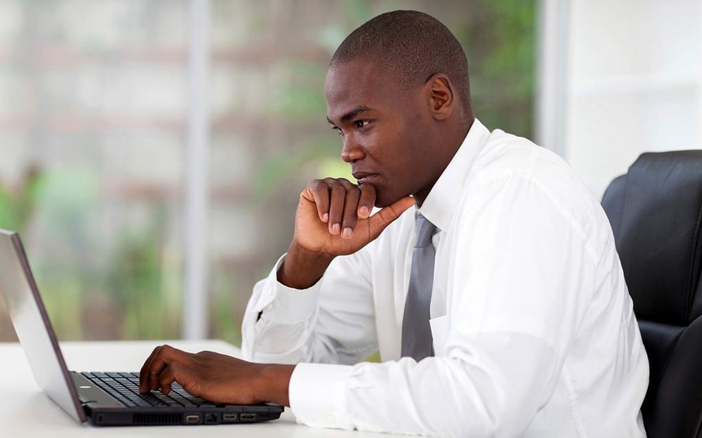 investor working on laptop